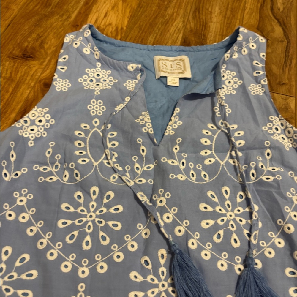 Sail to Sable Light Blue dress with White Accents